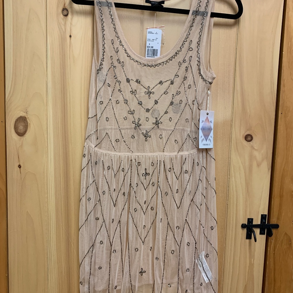 NWT Sheer Embellished Tunic Dress